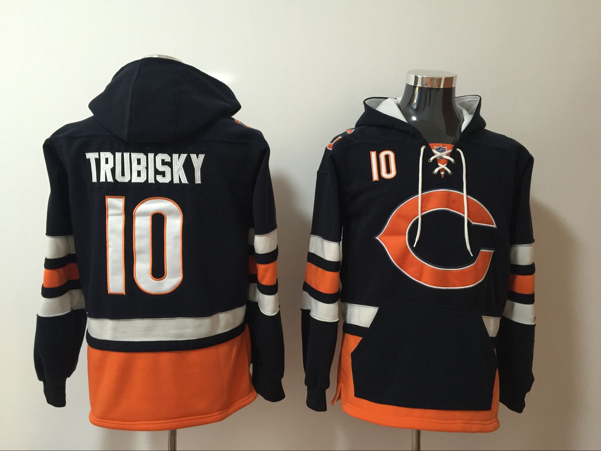 Men NFL Nike Chicago Bears #10 Trubisky blue Sweatshirts->nfl sweatshirts->Sports Accessory